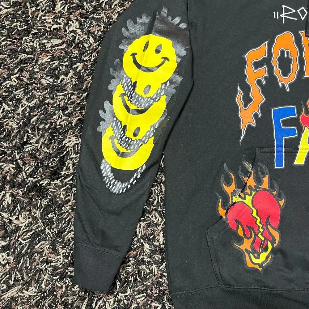 Rod Wave Soul Fly For‎ the Fans Black pullover Hoodie Mens Sz L New
